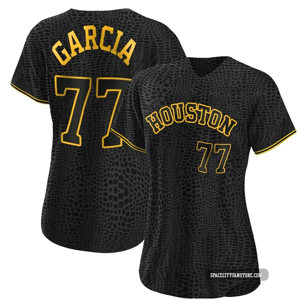 Women's Luis Garcia Houston Astros ＃77 Black Replica - Snake Skin City Jersey