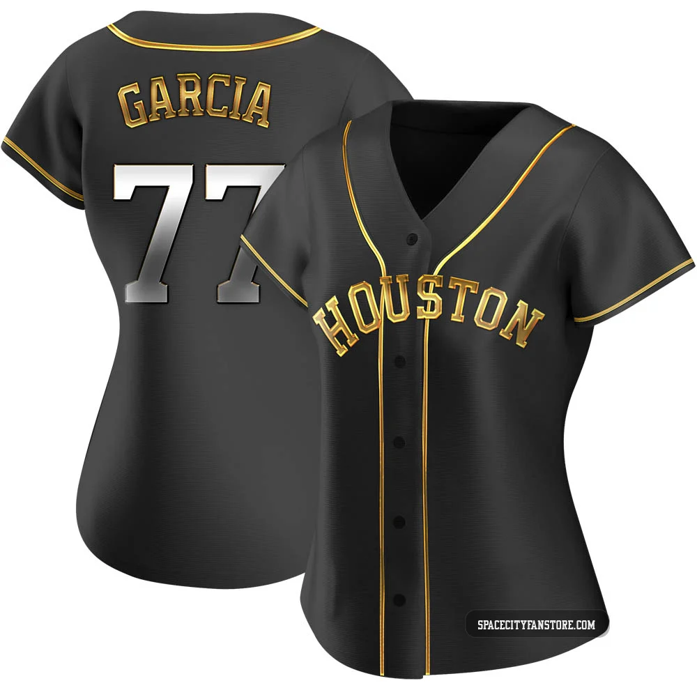 Women's Luis Garcia Houston Astros ＃77 Gold Replica - Black en Alternate Jersey