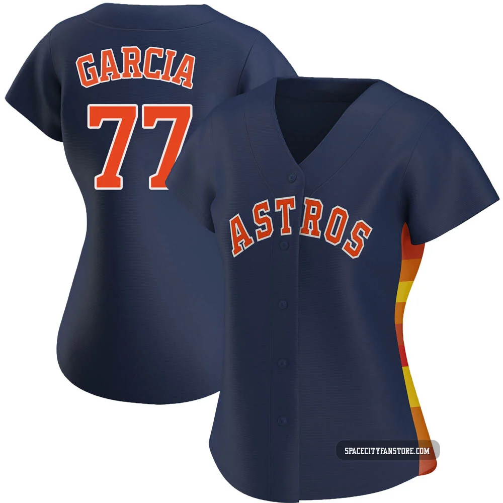 Women's Luis Garcia Houston Astros ＃77 Navy Authentic - Alternate Jersey