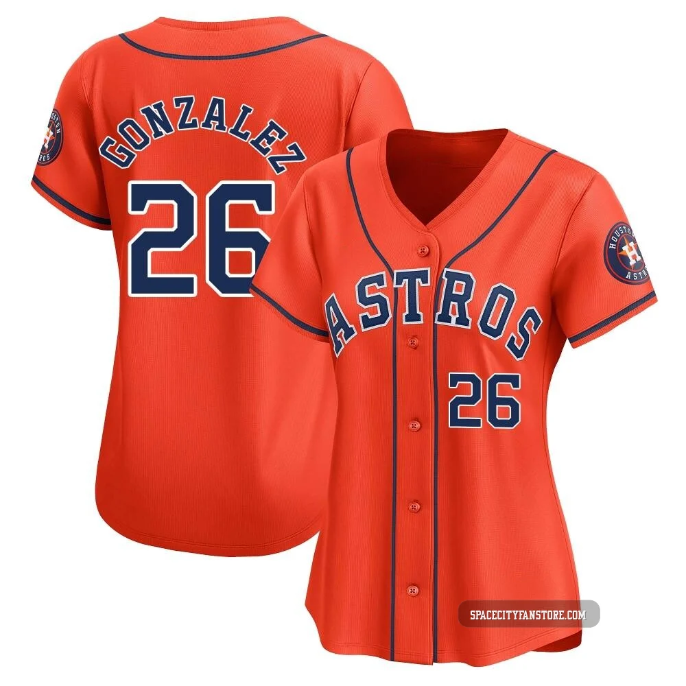 Women's Luis Gonzalez Houston Astros ＃26 Orange Limited - Alternate Jersey