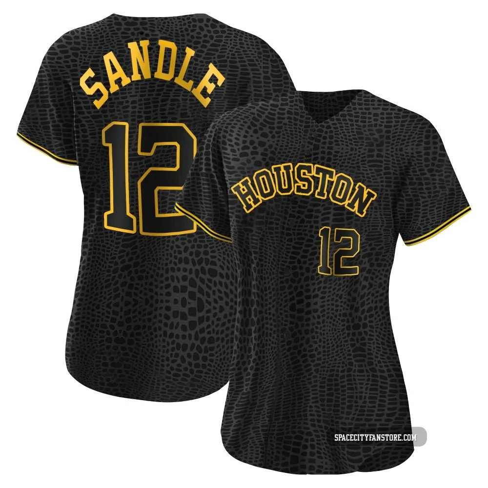 Women's Michael Sandle Houston Astros ＃12 Black Replica - Snake Skin City Jersey