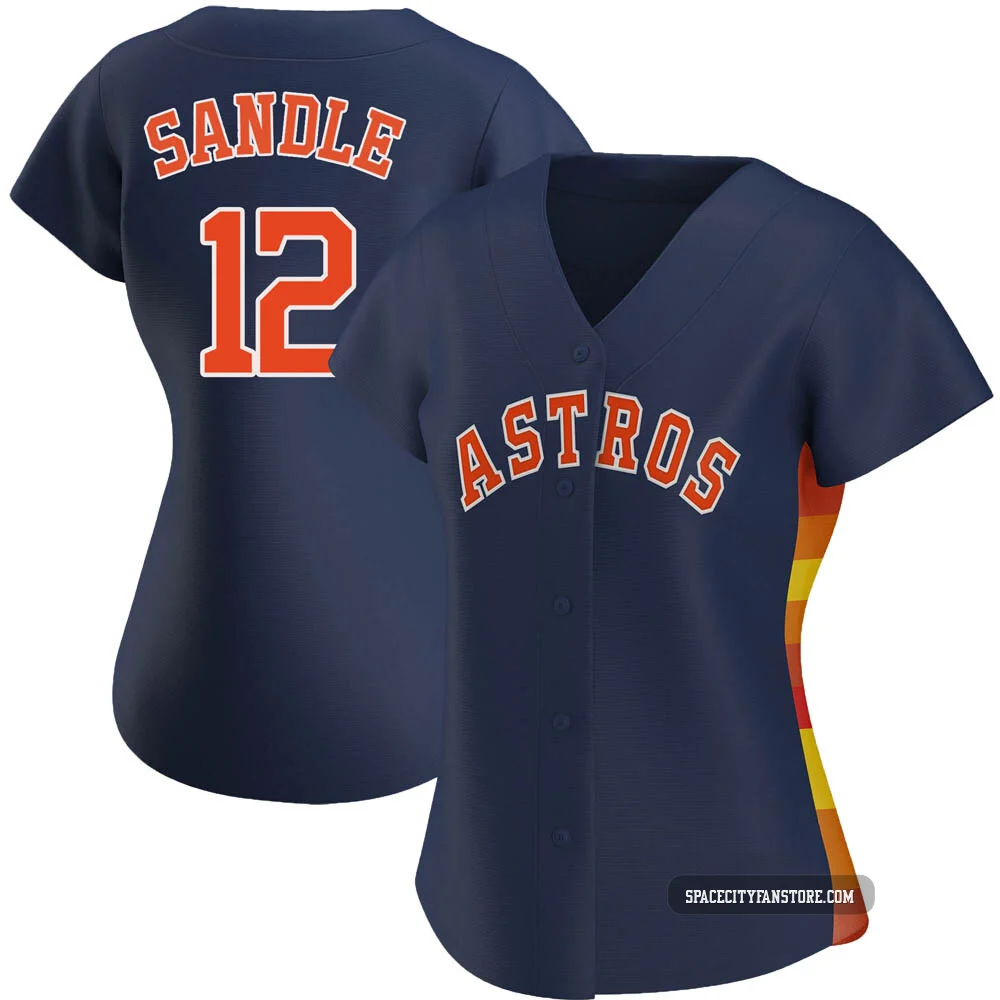 Women's Michael Sandle Houston Astros ＃12 Navy Authentic - Alternate Jersey