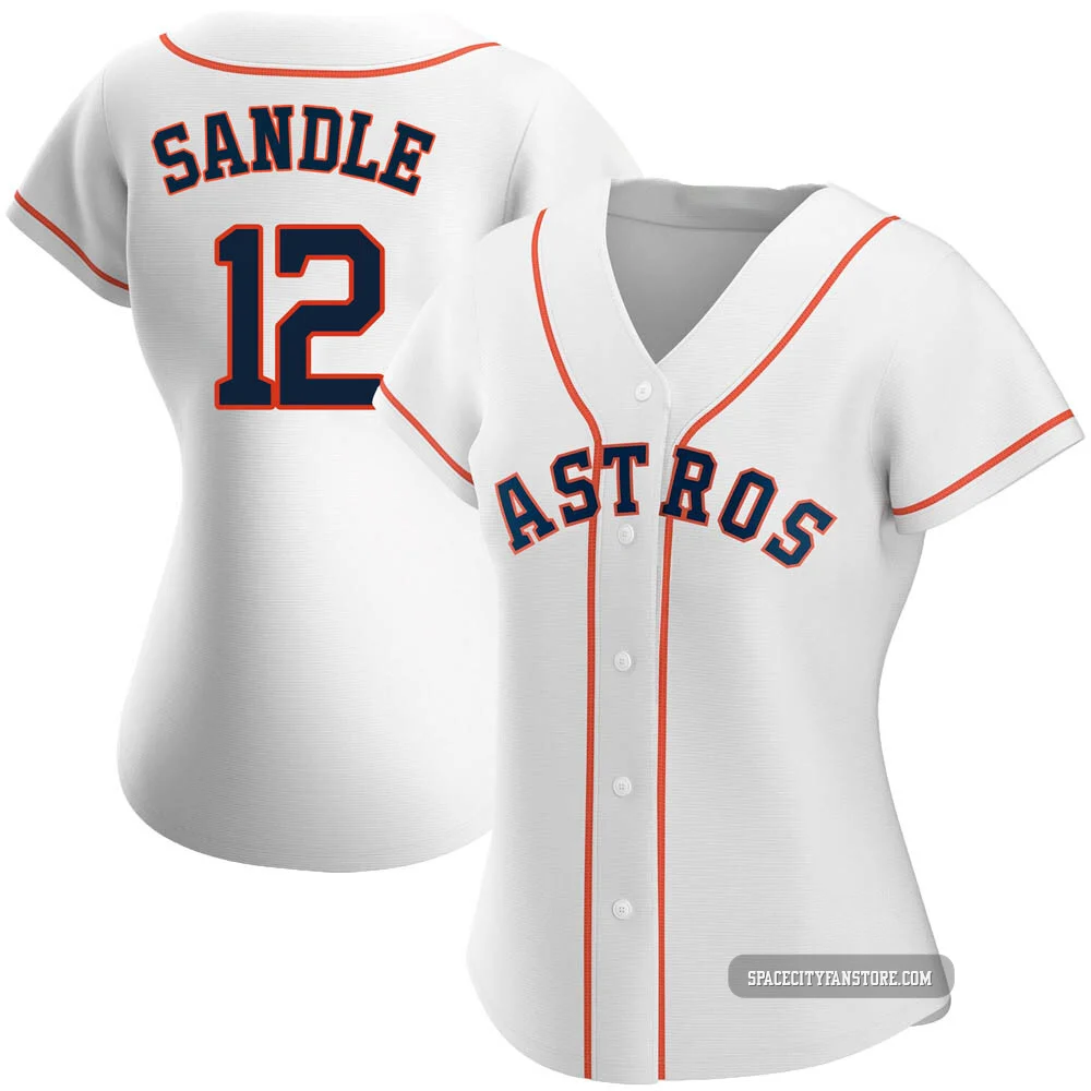 Women's Michael Sandle Houston Astros ＃12 White Replica - Home Jersey