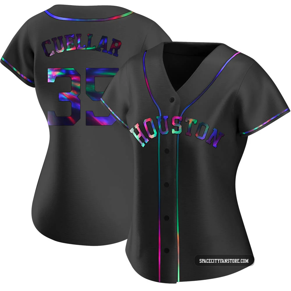 Women's Mike Cuellar Houston Astros ＃35 Black Replica - Holographic Alternate Jersey