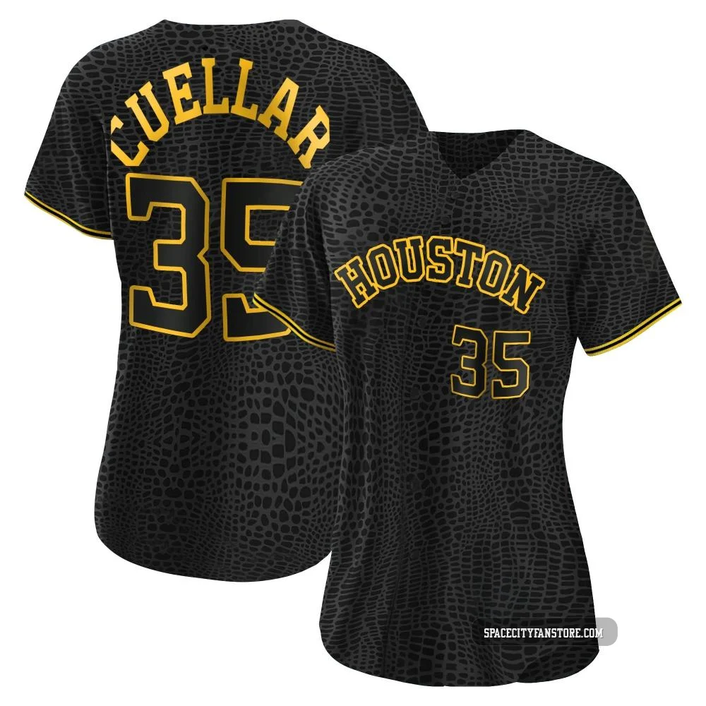 Women's Mike Cuellar Houston Astros ＃35 Black Replica - Snake Skin City Jersey