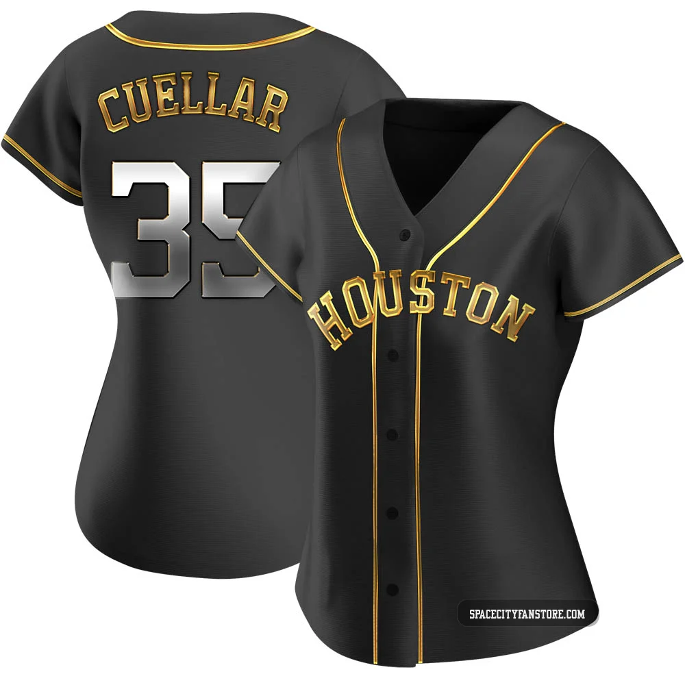 Women's Mike Cuellar Houston Astros ＃35 Gold Replica - Black en Alternate Jersey