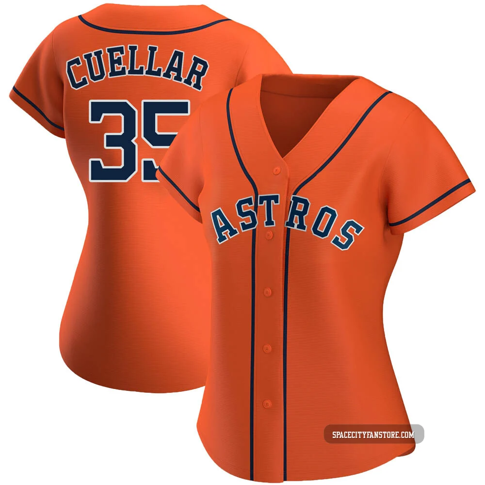 Women's Mike Cuellar Houston Astros ＃35 Orange Replica - Alternate Jersey