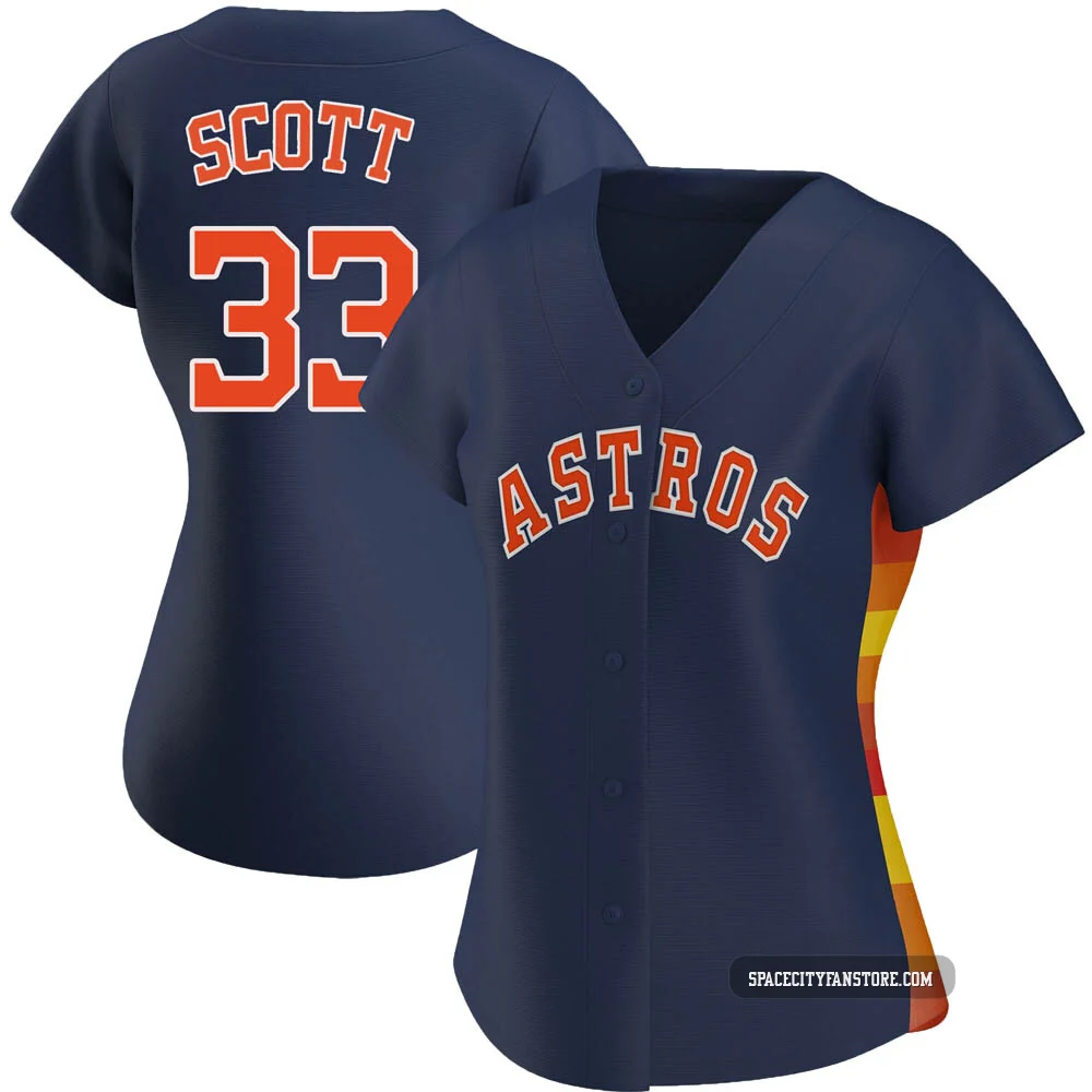 Women's Mike Scott Houston Astros ＃33 Navy Authentic - Alternate Jersey
