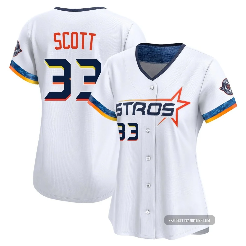 Women's Mike Scott Houston Astros ＃33 White Limited - 2025 City Connect Jersey