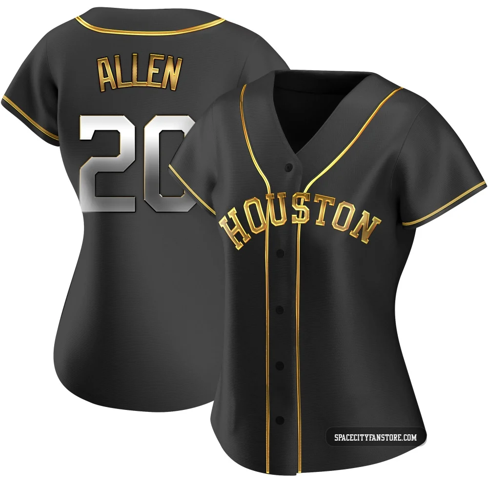 Women's Nick Allen Houston Astros ＃20 Gold Replica - Black en Alternate Jersey