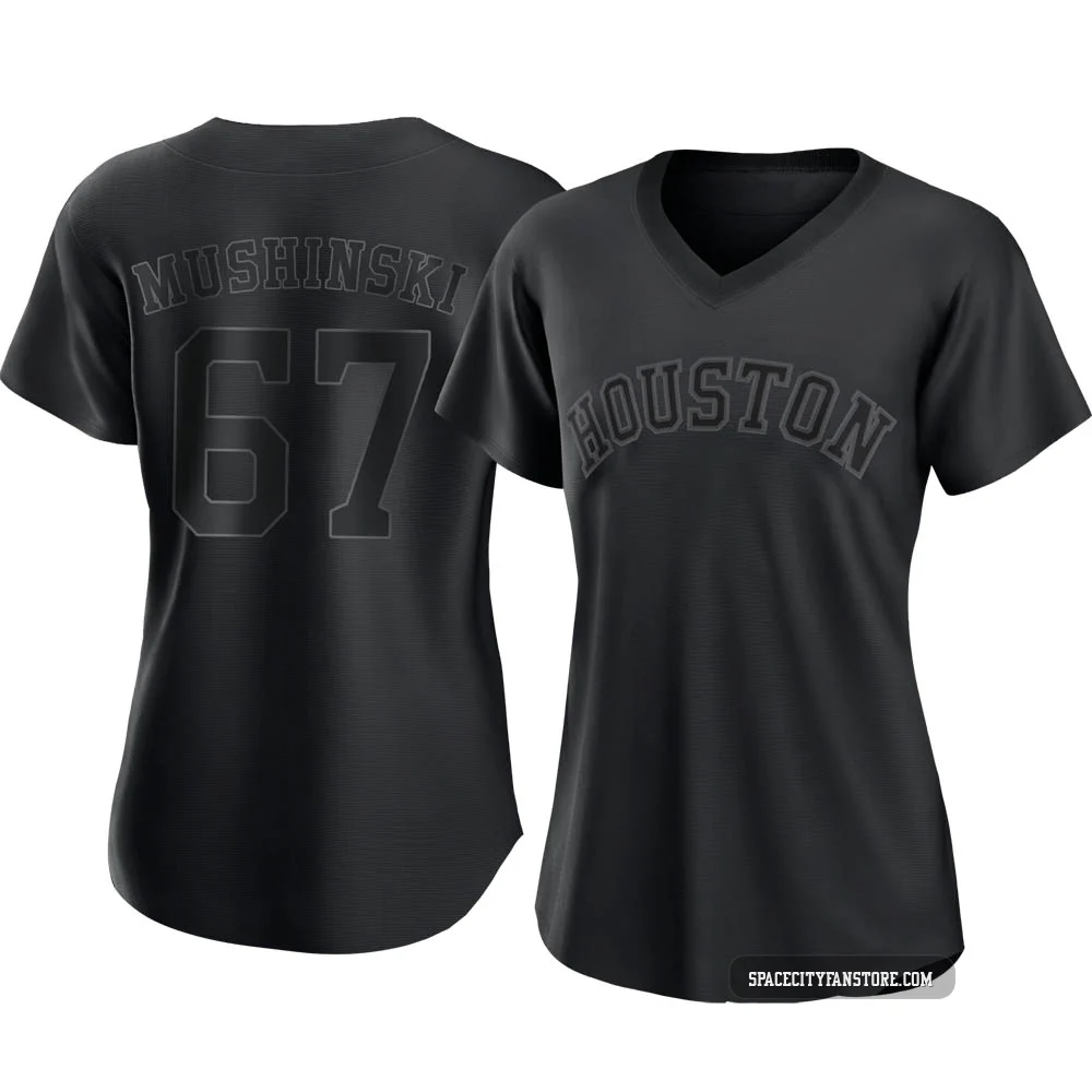 Women's Parker Mushinski Houston Astros ＃67 Black Authentic - Pitch Fashion Jersey