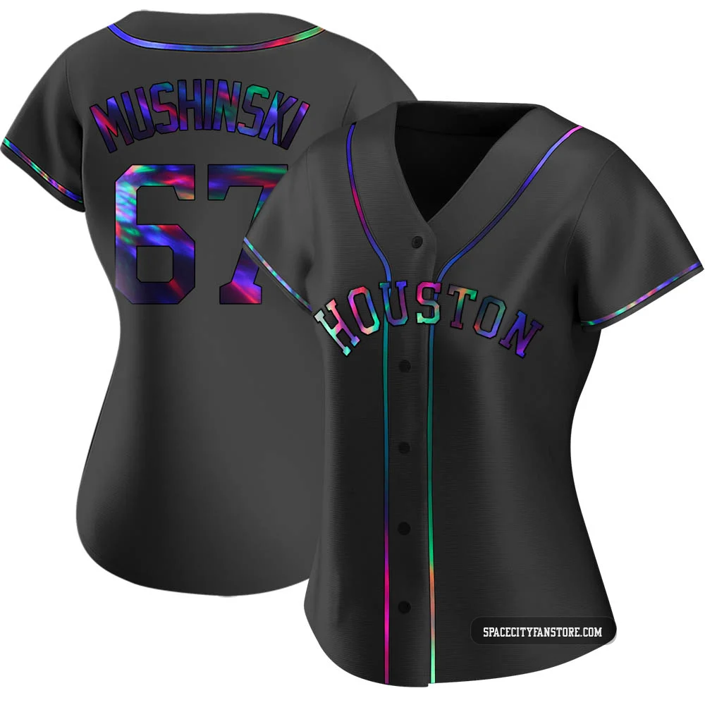 Women's Parker Mushinski Houston Astros ＃67 Black Replica - Holographic Alternate Jersey