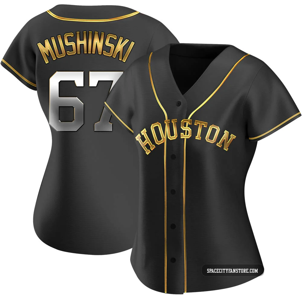 Women's Parker Mushinski Houston Astros ＃67 Gold Replica - Black en Alternate Jersey