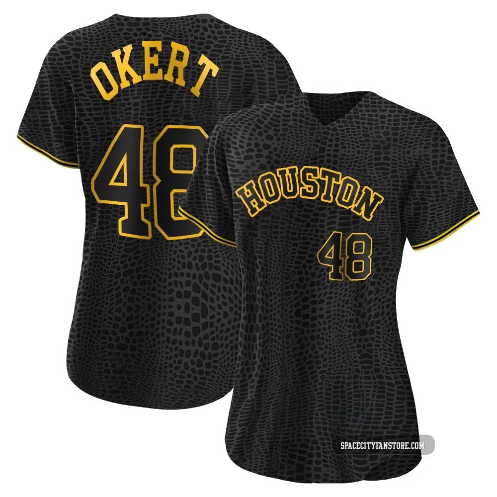 Women's Steven Okert Houston Astros ＃48 Black Authentic - Snake Skin City Jersey