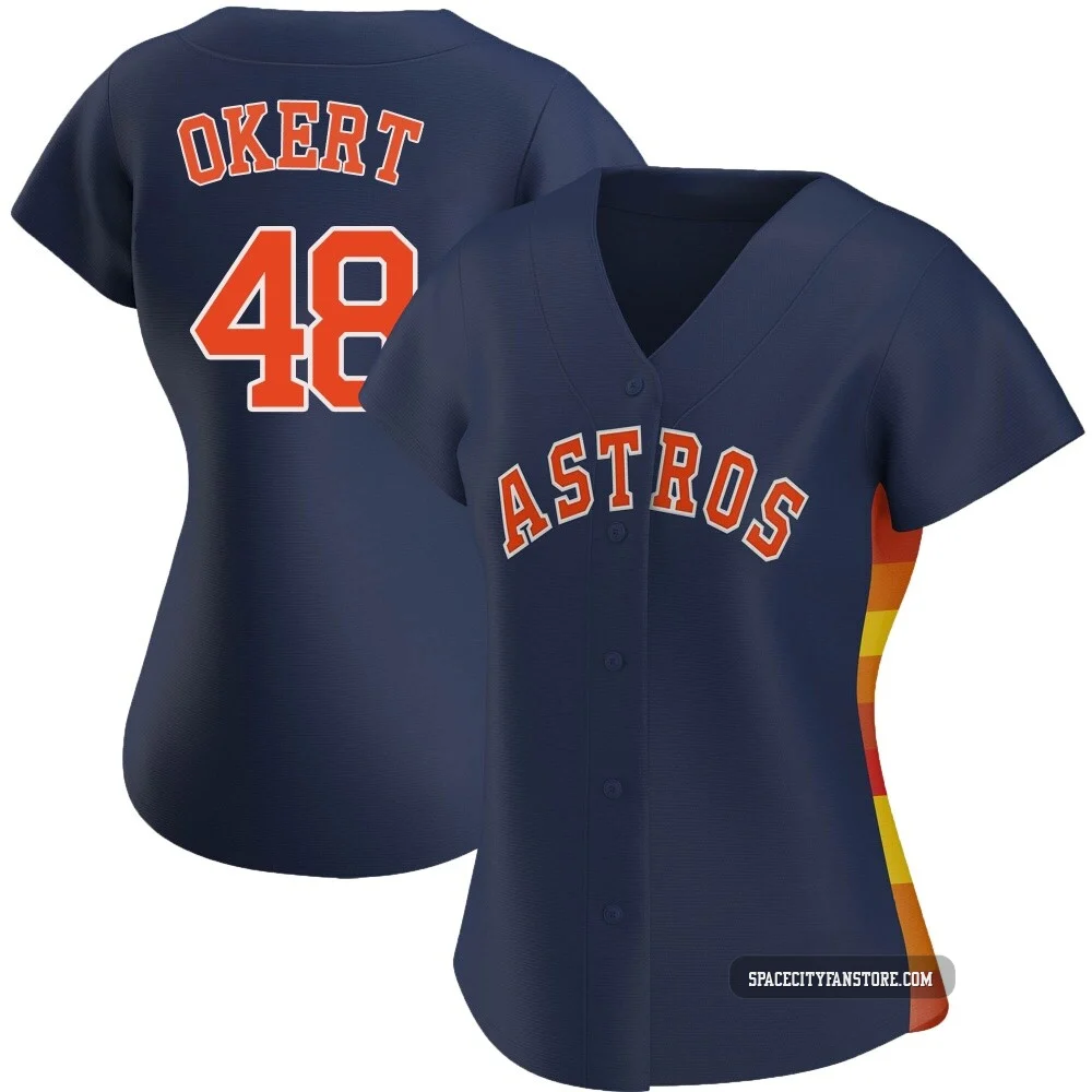 Women's Steven Okert Houston Astros ＃48 Navy Replica - Alternate Jersey