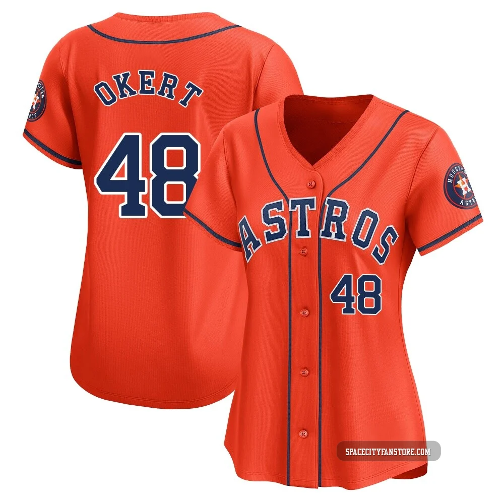 Women's Steven Okert Houston Astros ＃48 Orange Limited - Alternate Jersey