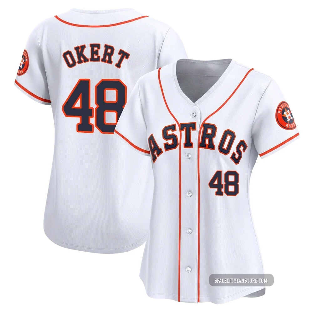 Women's Steven Okert Houston Astros ＃48 White Limited - Home Jersey