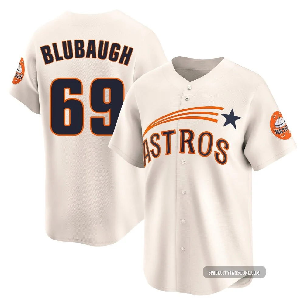 Youth AJ Blubaugh Houston Astros ＃69 Cream Limited - Throwback Cooperstown Collection Jersey