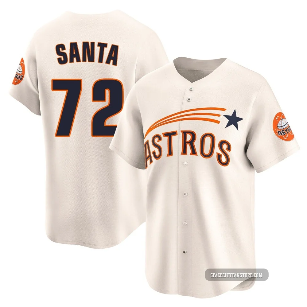 Youth Alimber Santa Houston Astros ＃72 Cream Limited - Throwback Cooperstown Collection Jersey