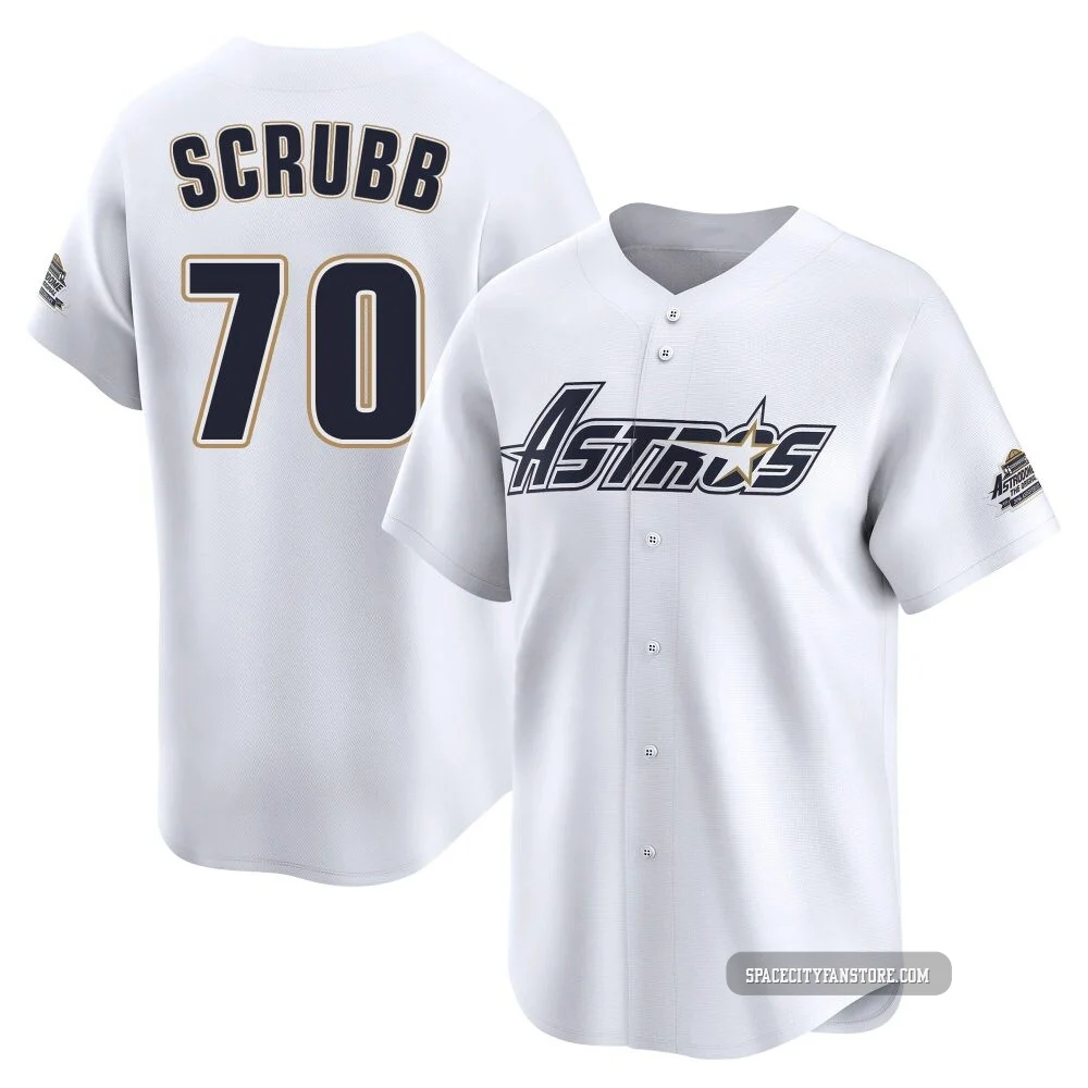 Youth Andre Scrubb Houston Astros ＃70 White Limited - Throwback Cooperstown Collection Jersey
