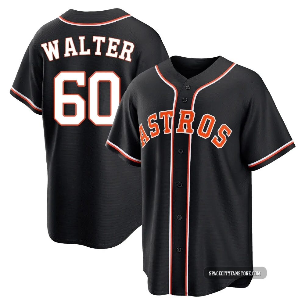 Youth Brandon Walter Houston Astros ＃60 Black Replica - Fashion Out Jersey