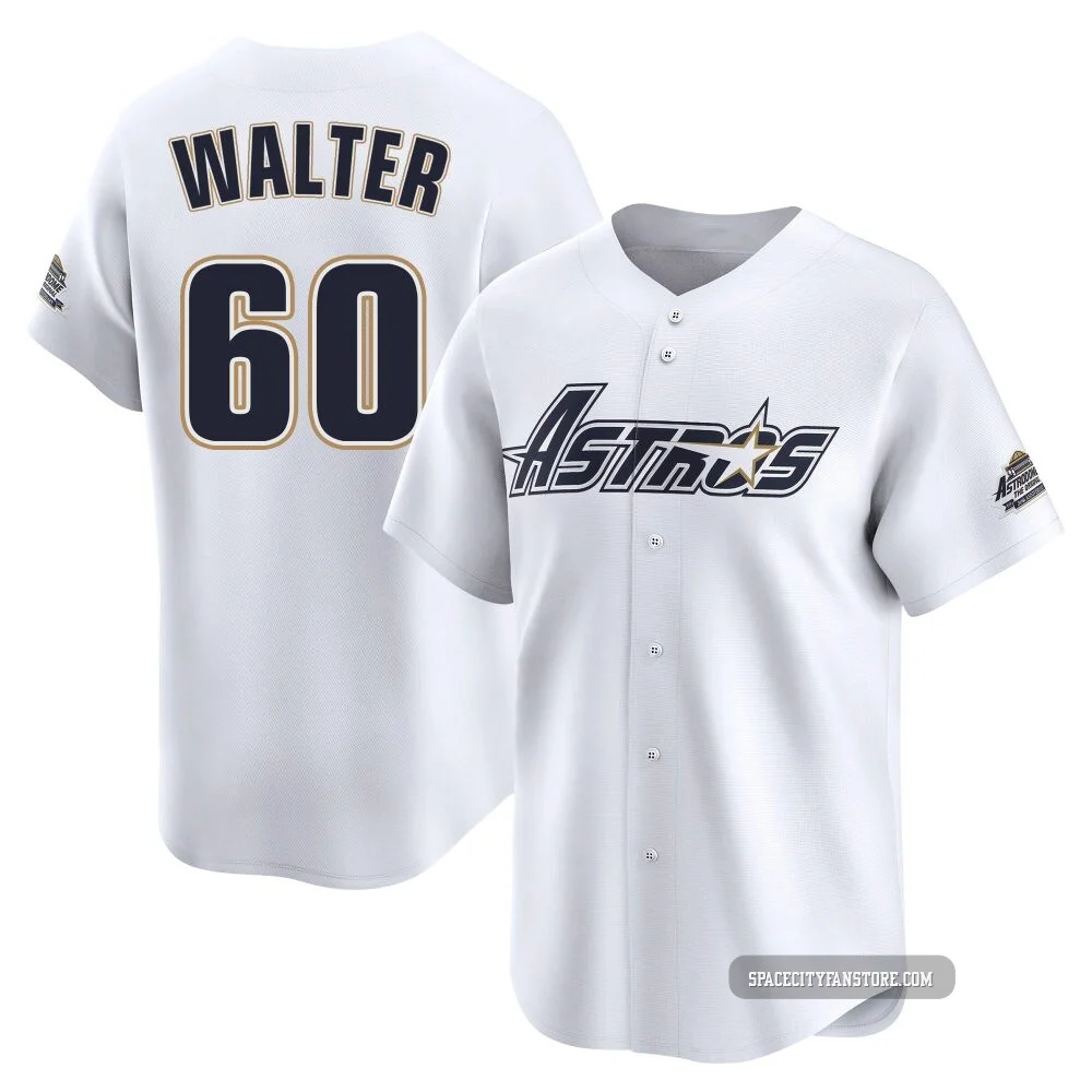 Youth Brandon Walter Houston Astros ＃60 White Limited - Throwback Cooperstown Collection Jersey