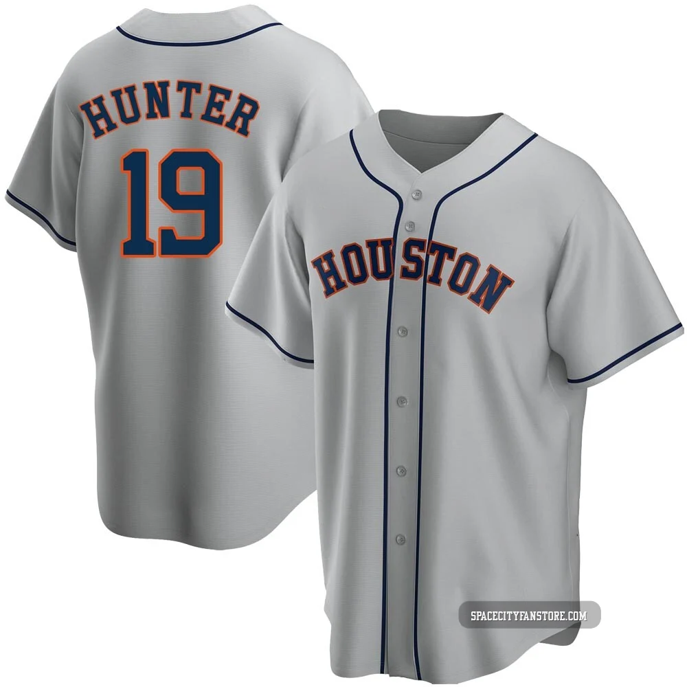 Youth Brian Hunter Houston Astros ＃19 Gray Replica - Road Jersey