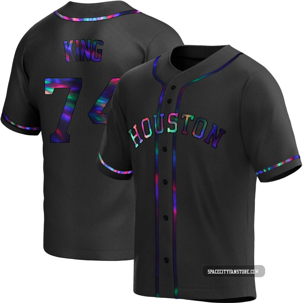 Youth Bryan King Houston Astros ＃74 Black Replica - Holographic Alternate Jersey