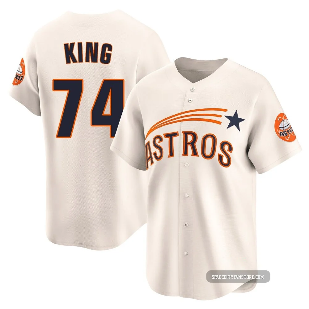 Youth Bryan King Houston Astros ＃74 Cream Limited - Throwback Cooperstown Collection Jersey