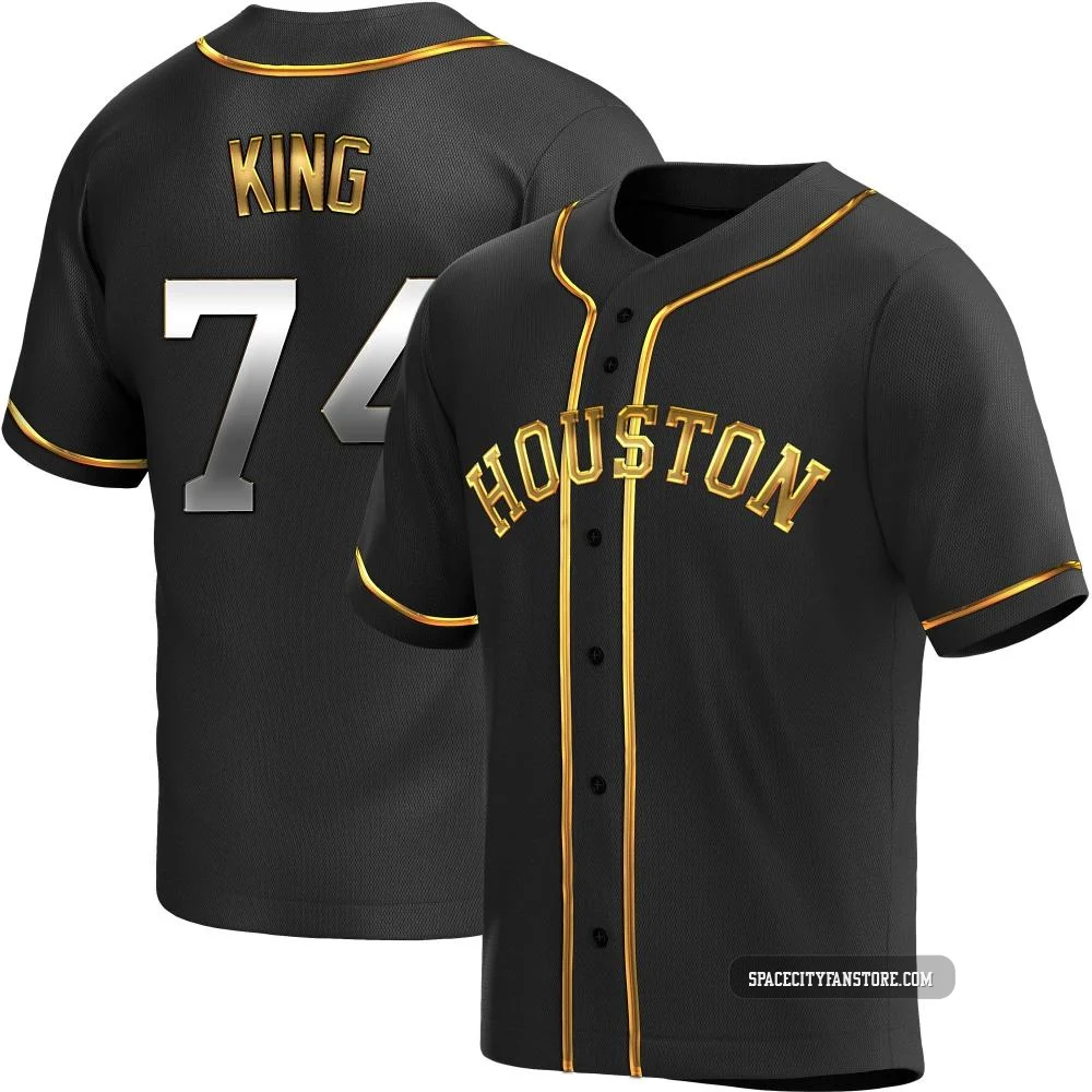 Youth Bryan King Houston Astros ＃74 Gold Replica - Black en Alternate Jersey