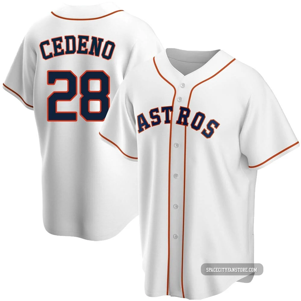 Youth Cesar Cedeno Houston Astros ＃28 White Replica - Home Jersey