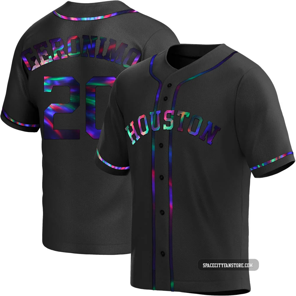 Youth Cesar Geronimo Houston Astros ＃20 Black Replica - Holographic Alternate Jersey