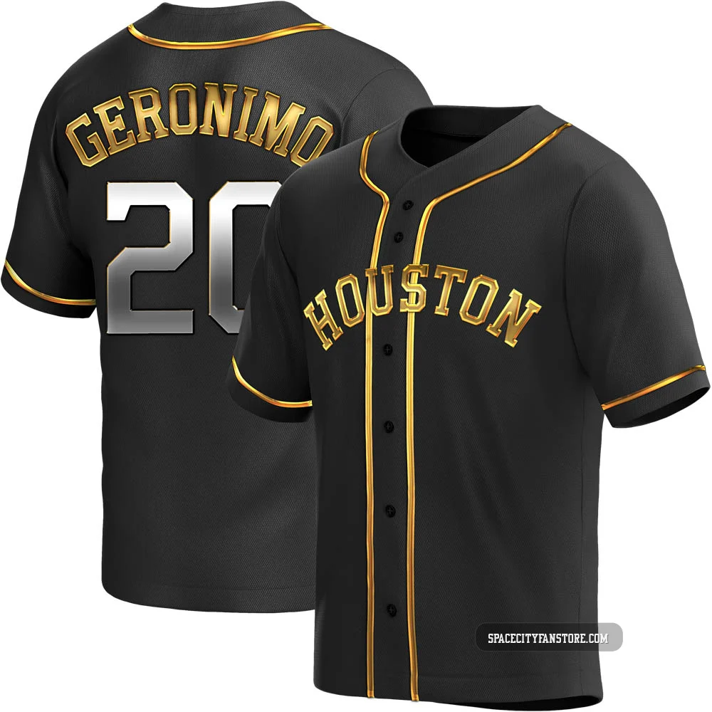 Youth Cesar Geronimo Houston Astros ＃20 Gold Replica - Black en Alternate Jersey