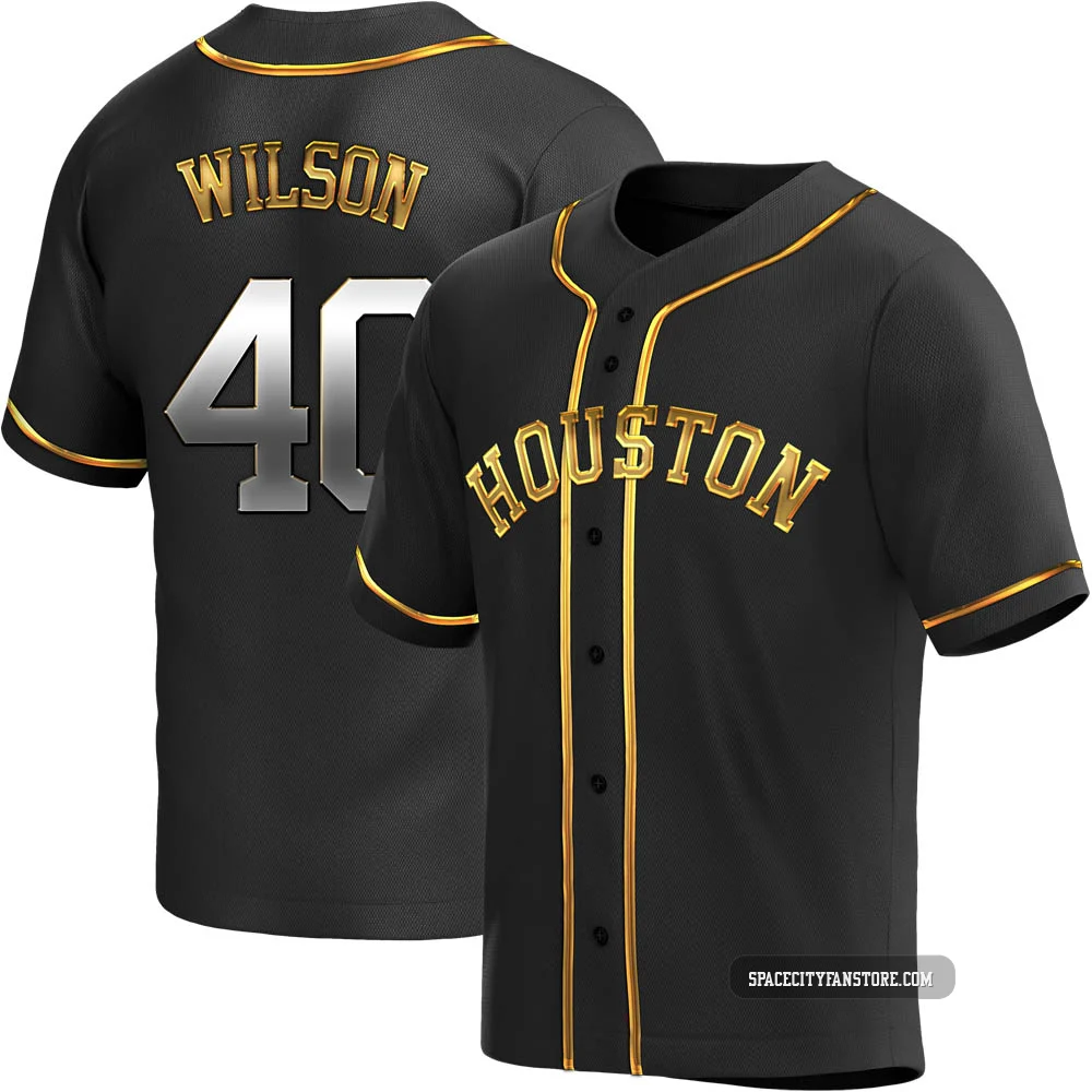 Youth Don Wilson Houston Astros ＃40 Gold Replica - Black en Alternate Jersey