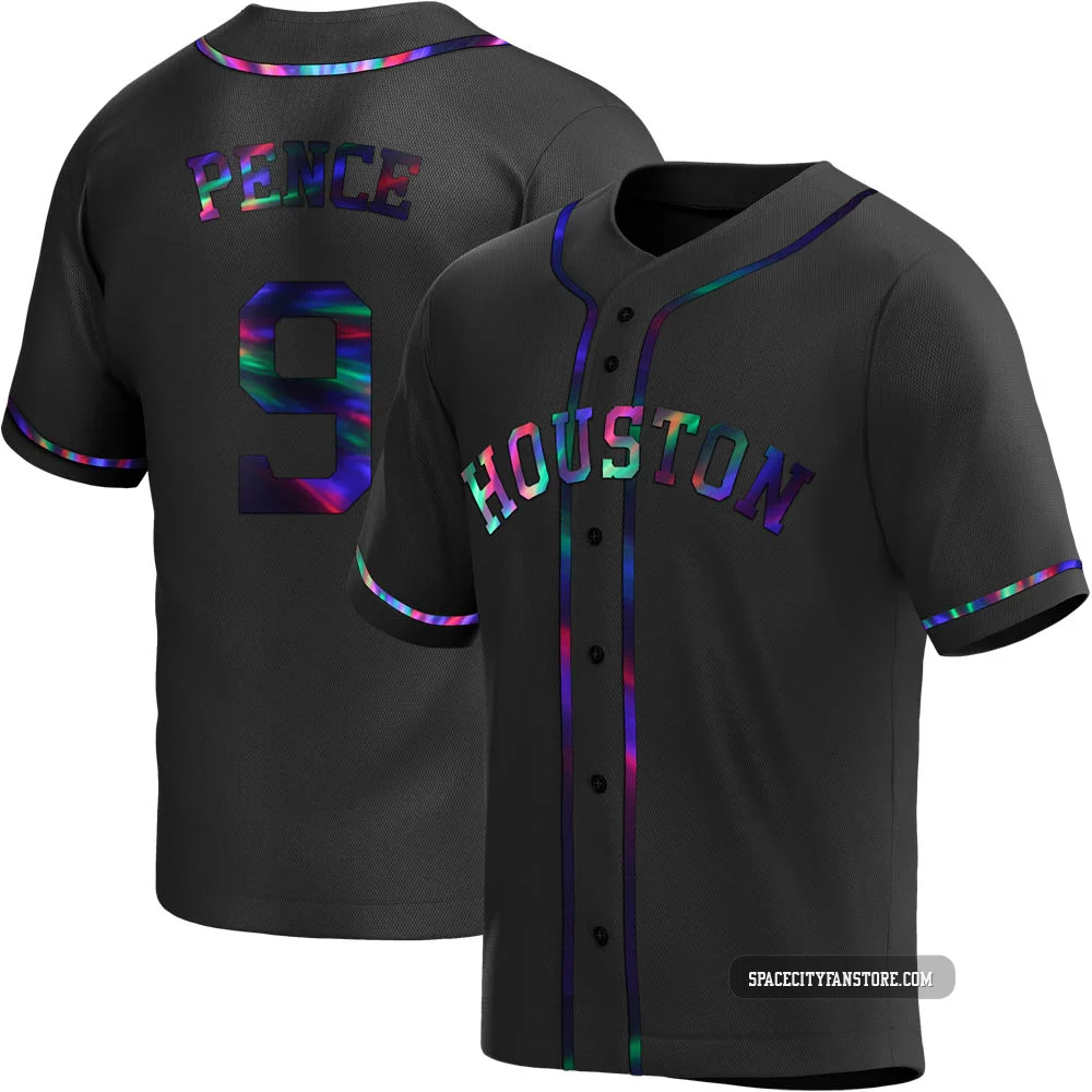 Youth Hunter Pence Houston Astros ＃9 Black Replica - Holographic Alternate Jersey