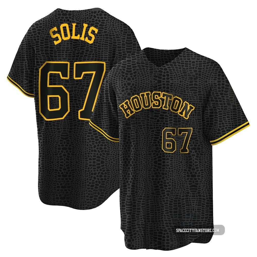 Youth Jairo Solis Houston Astros ＃67 Black Replica - Snake Skin City Jersey
