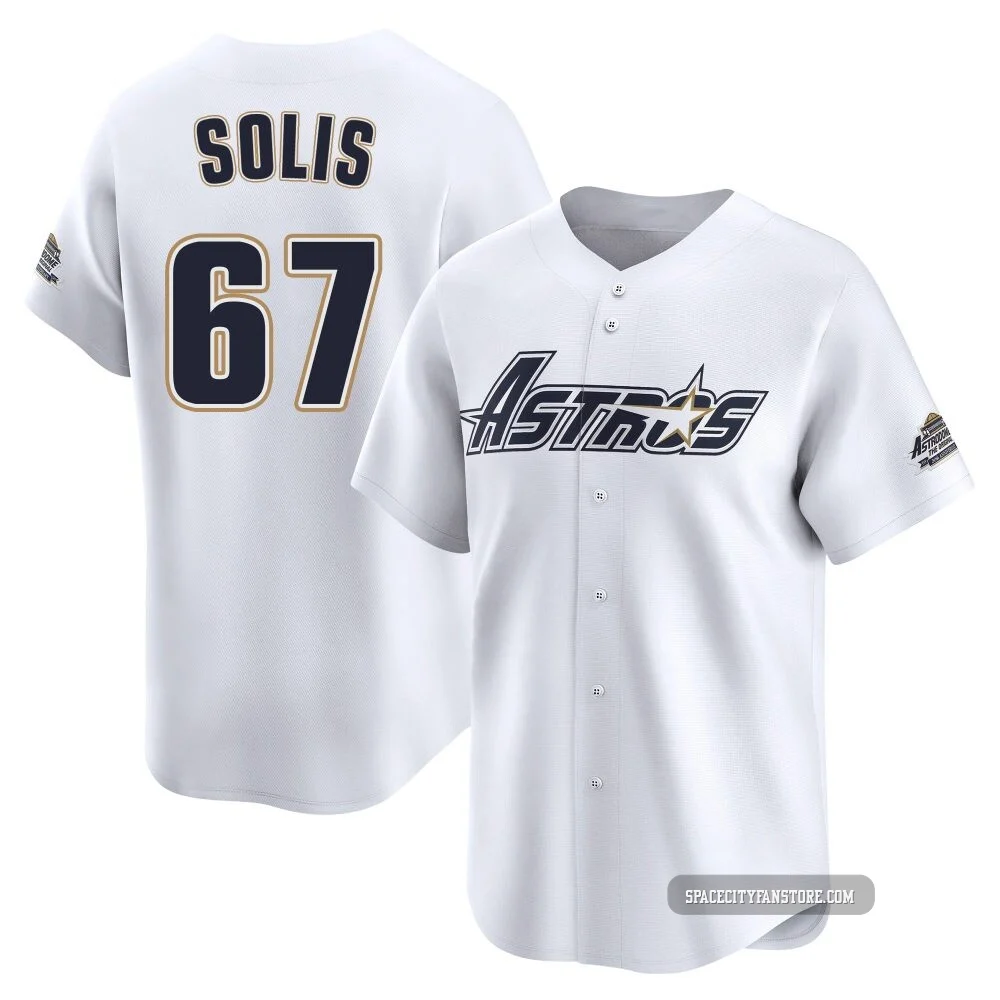 Youth Jairo Solis Houston Astros ＃67 White Limited - Throwback Cooperstown Collection Jersey