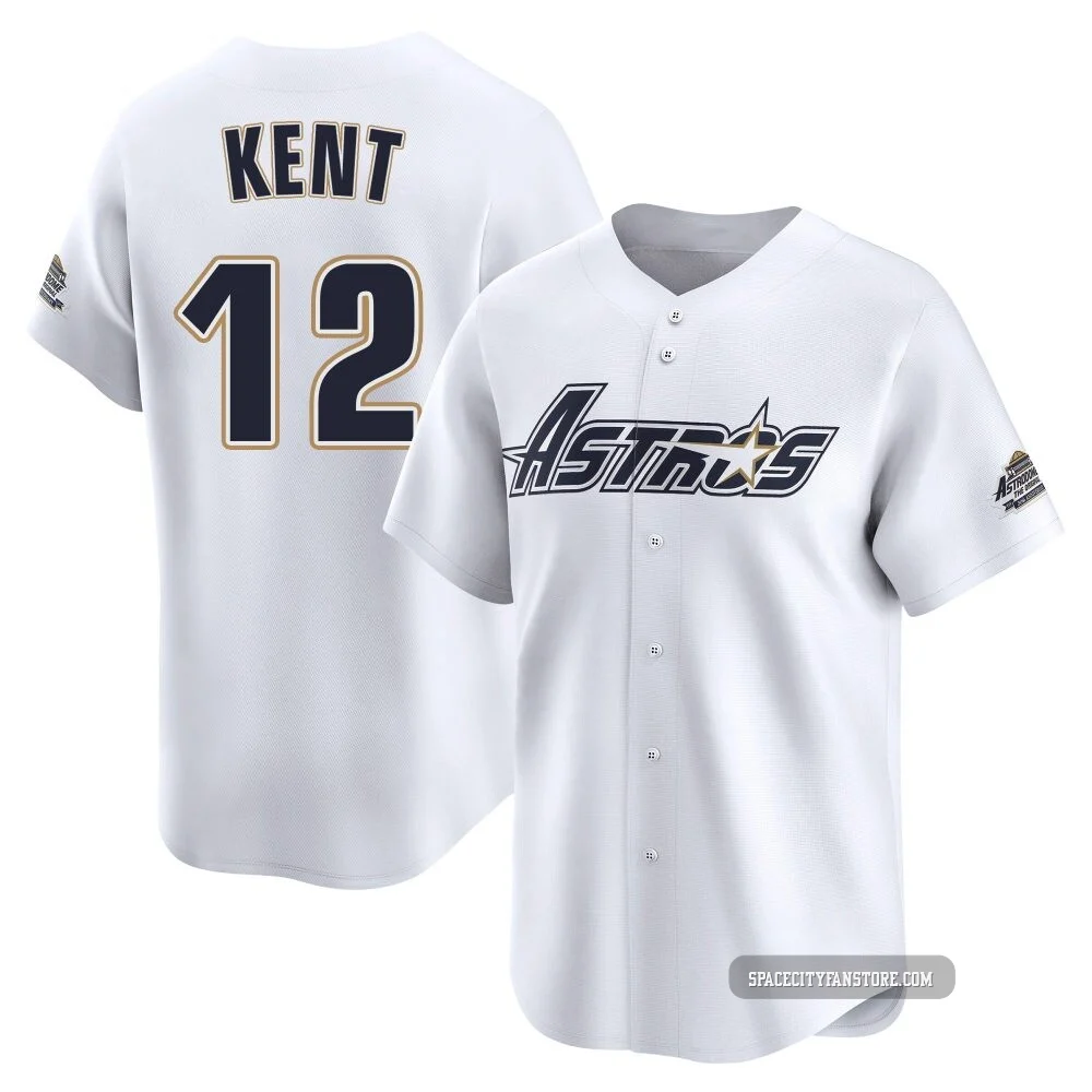 Youth Jeff Kent Houston Astros ＃12 White Limited - Throwback Cooperstown Collection Jersey