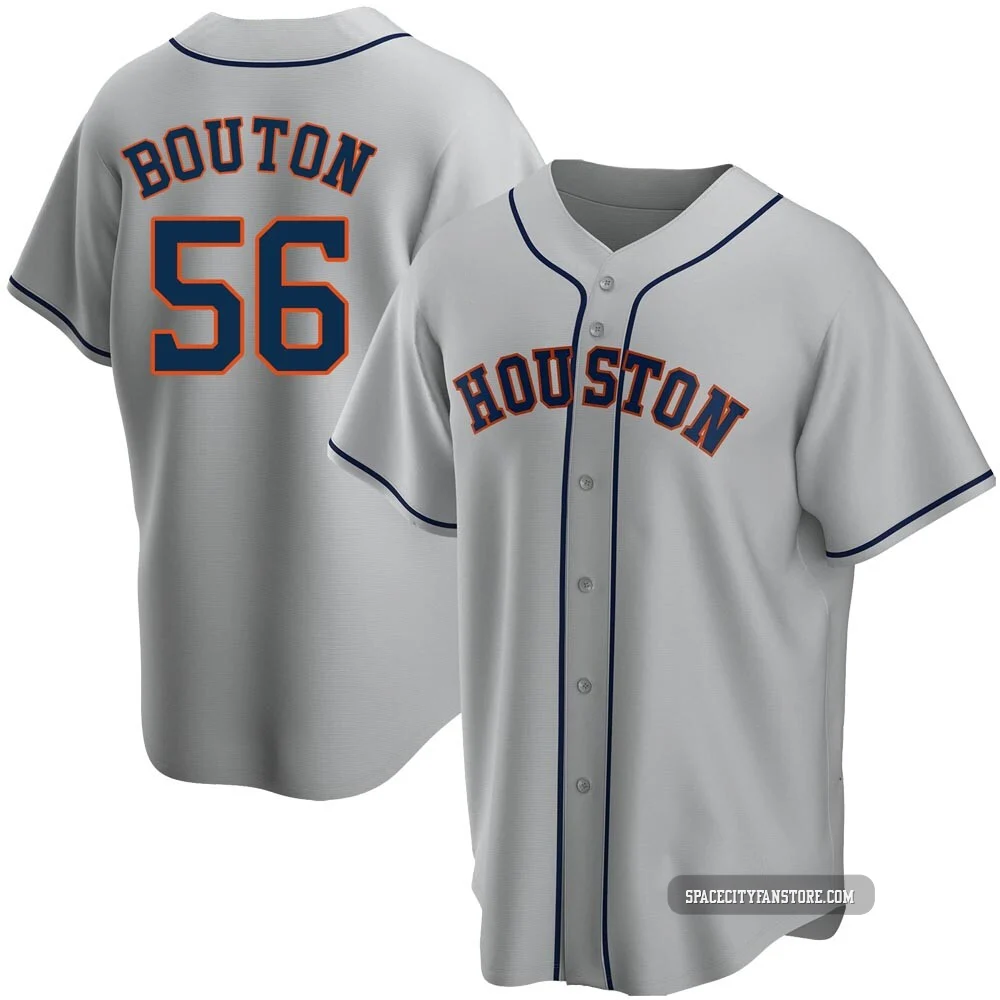 Youth Jim Bouton Houston Astros ＃56 Gray Replica - Road Jersey