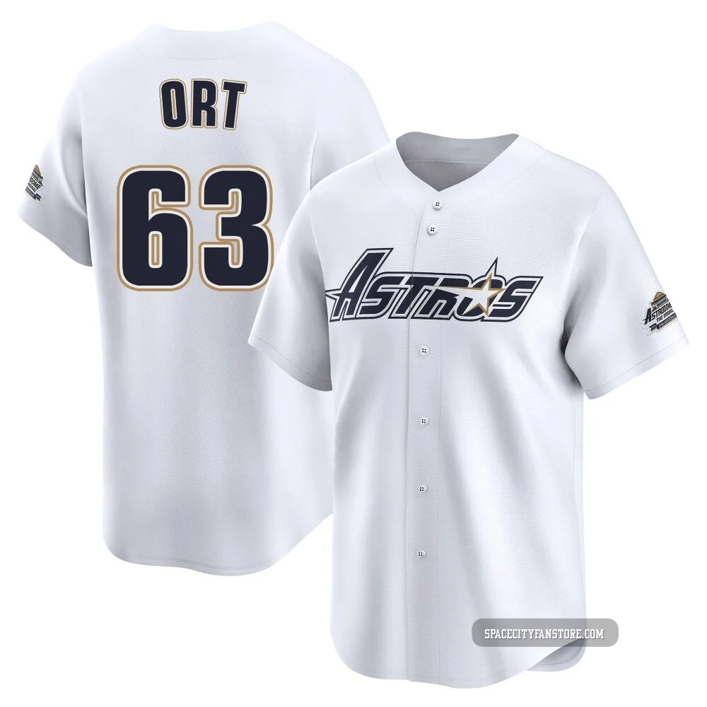 Youth Kaleb Ort Houston Astros ＃63 White Limited - Throwback Cooperstown Collection Jersey