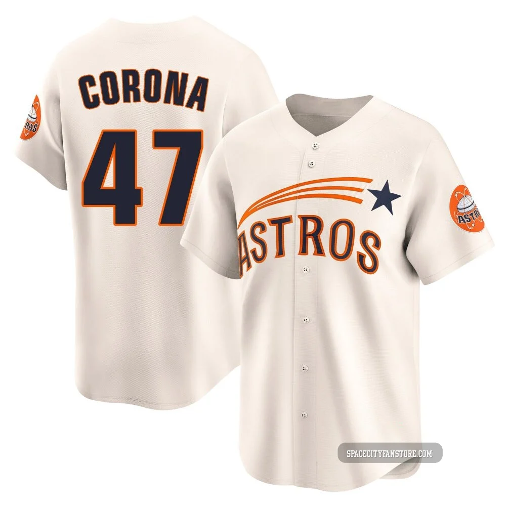 Youth Kenedy Corona Houston Astros ＃47 Cream Limited - Throwback Cooperstown Collection Jersey