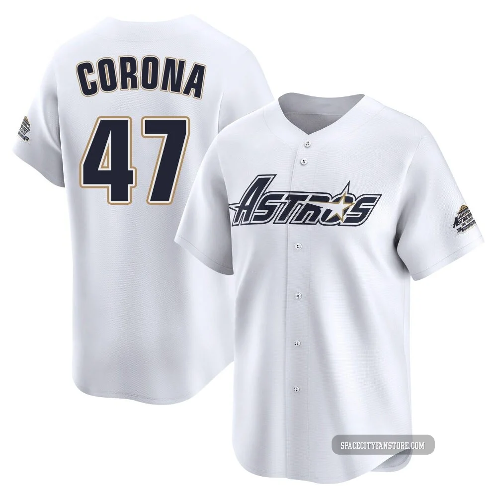 Youth Kenedy Corona Houston Astros ＃47 White Limited - Throwback Cooperstown Collection Jersey