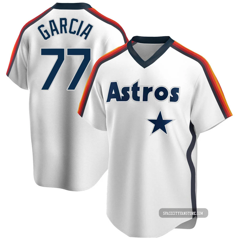 Youth Luis Garcia Houston Astros ＃77 White Replica - Home Cooperstown Collection Team Jersey