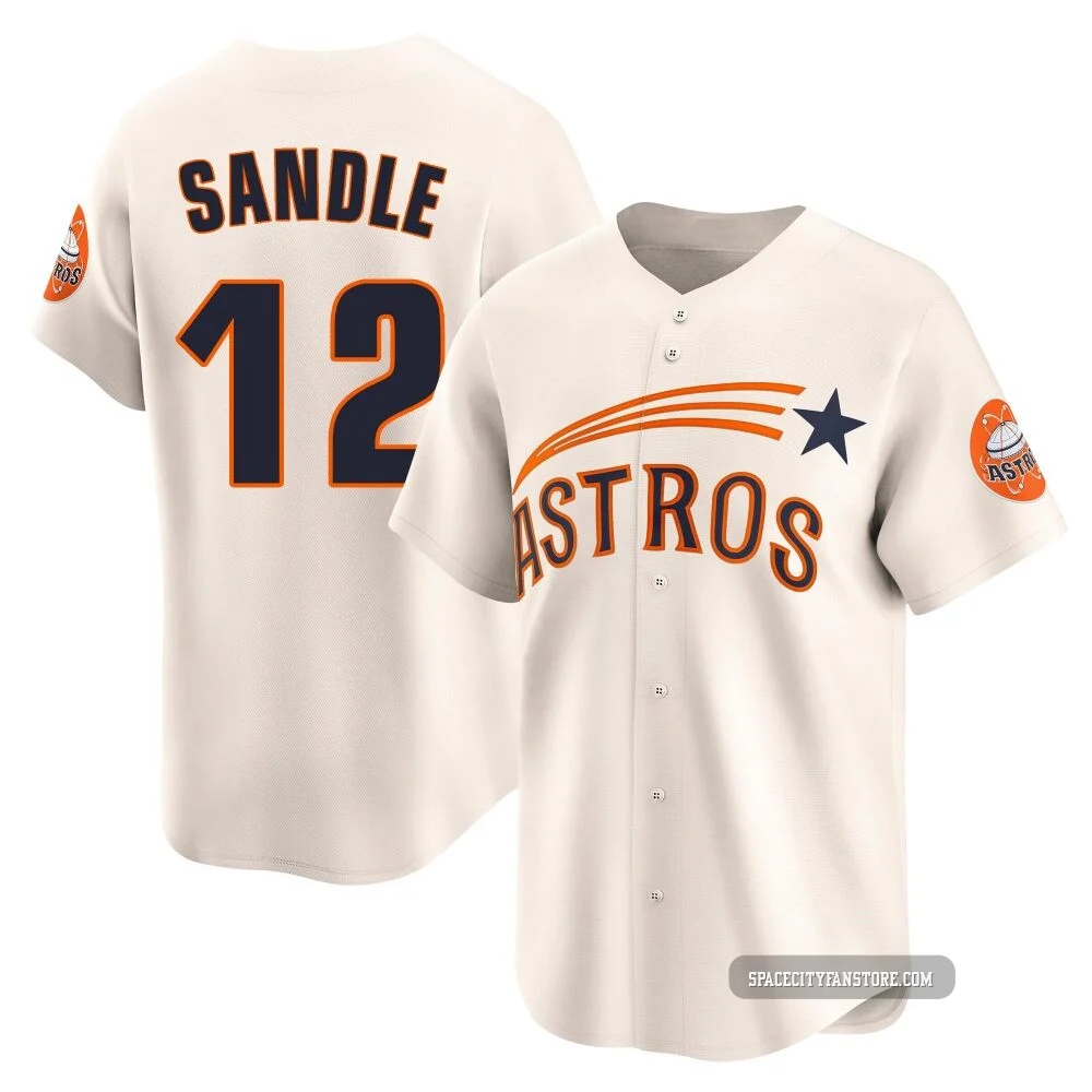 Youth Michael Sandle Houston Astros ＃12 Cream Limited - Throwback Cooperstown Collection Jersey