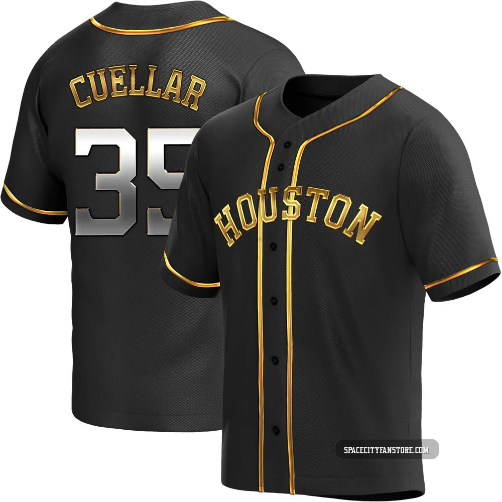 Youth Mike Cuellar Houston Astros ＃35 Gold Replica - Black en Alternate Jersey