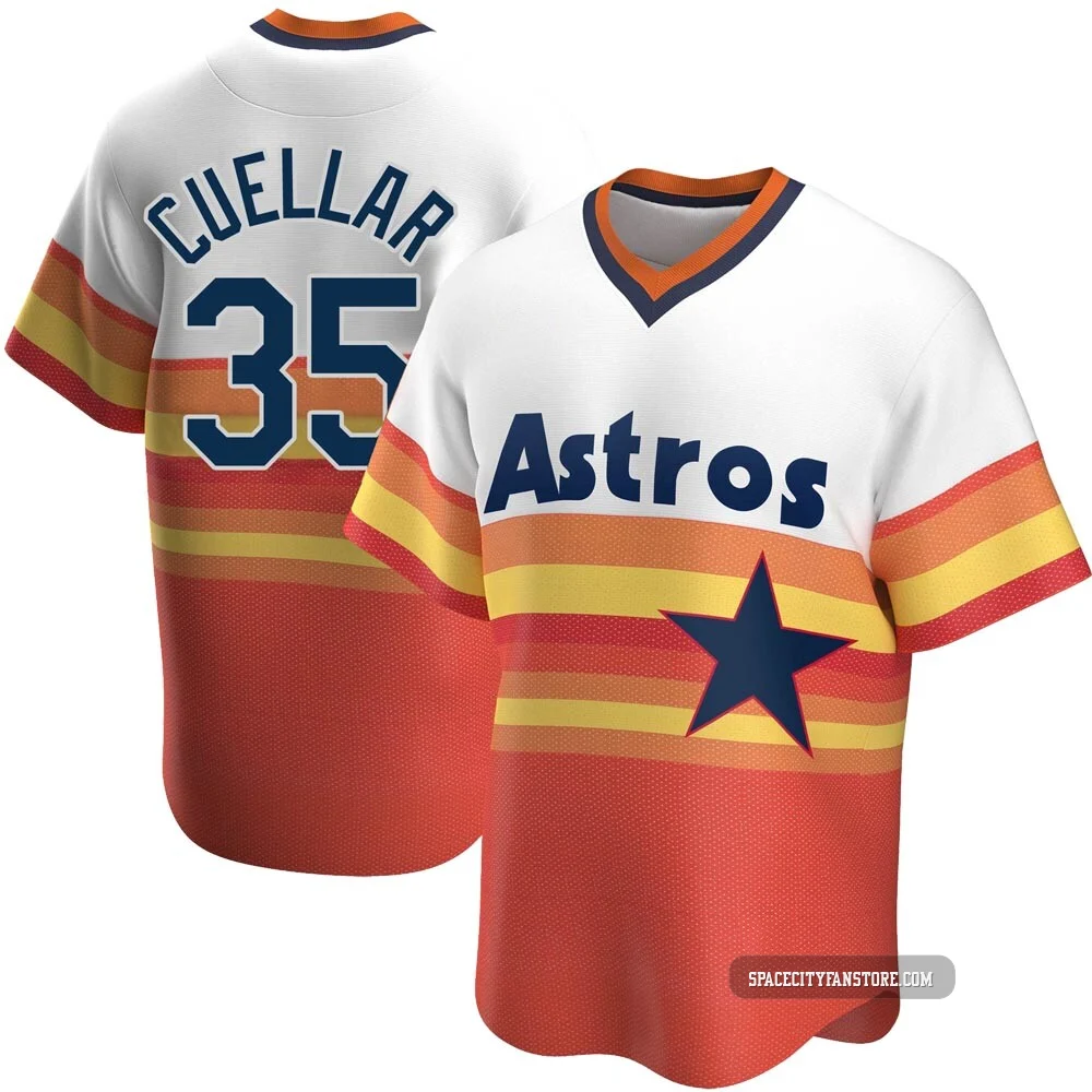 Youth Mike Cuellar Houston Astros ＃35 White Replica - Home Cooperstown Collection Jersey