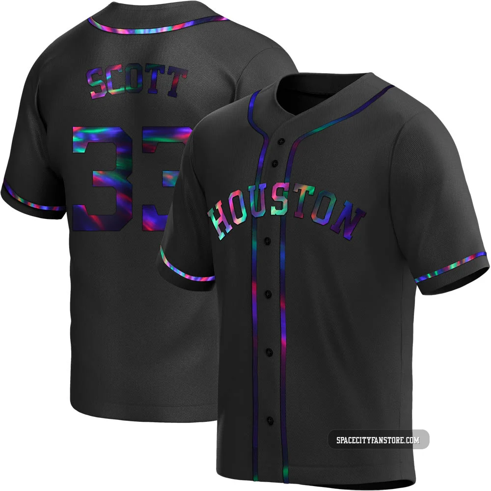 Youth Mike Scott Houston Astros ＃33 Black Replica - Holographic Alternate Jersey