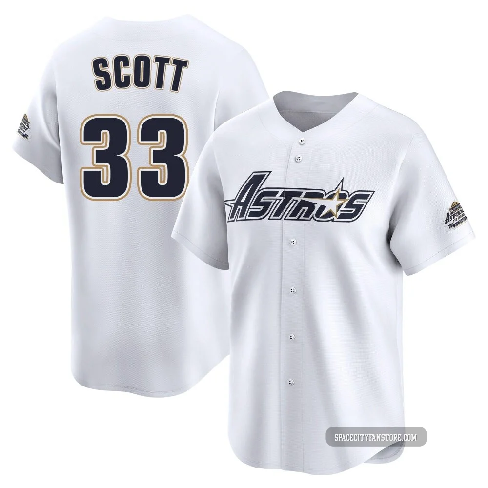 Youth Mike Scott Houston Astros ＃33 White Limited - Throwback Cooperstown Collection Jersey