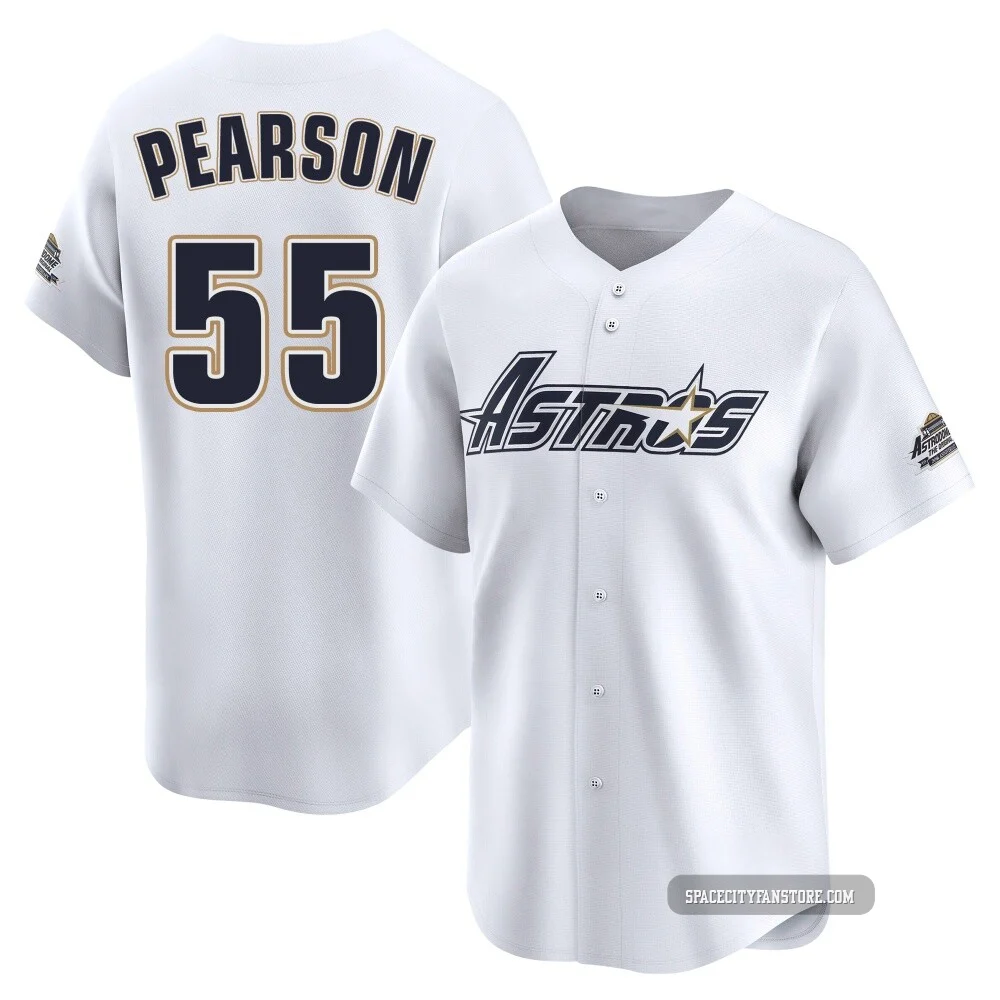 Youth Nate Pearson Houston Astros ＃55 White Limited - Throwback Cooperstown Collection Jersey