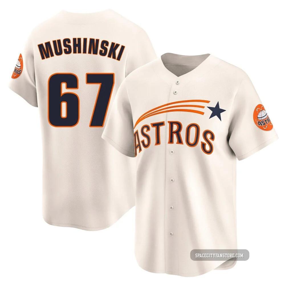 Youth Parker Mushinski Houston Astros ＃67 Cream Limited - Throwback Cooperstown Collection Jersey